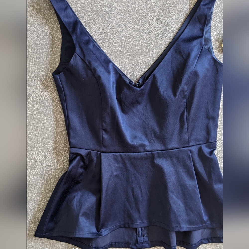 ASOS Navy blue Peplum dressy Sleeveless top Small 4 XS SMALL